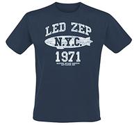 Générique LED Zeppelin NYC 1971 Homme T-Shirt Manches Courtes Bleu Regular/Coupe Standard