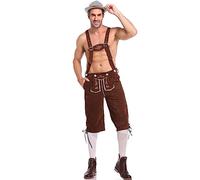 Générique Lederhosen, Costume Bavarois Homme, Lederhose,Tenue Bavaroise Homme, Lederhosen Oktoberfest avec Broderies, Matière Flanelle