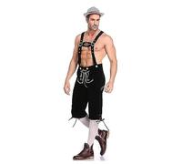 Générique Lederhosen, Costume Bavarois Homme, Lederhose,Tenue Bavaroise Homme, Lederhosen Oktoberfest avec Broderies, Matière Flanelle