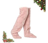 Générique Leeope Goose down Knee Socks for Christmas,2026 New Winter Warm Long Fuzzy Thigh High Socks, Plush Knee High Sock (leather pink)