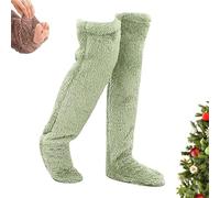 Générique Leeope Goose down Knee Socks for Christmas, Winter Warm Fuzzy Thigh High Socks for Women, One Size Fits Most (Green)
