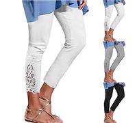 Générique Legging 3/4 Capri Femme été - Yoga Opaque Doux Grande Taille Décontracté Taille Haute Casual Pantalon Slim Extensible Britannique Leggings d'entraînement