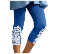 Générique Legging 3/4 Femme Taille Haute Capri Court avec Dentelle Patchwork Extensible Elastique Couleur Unie Doux Confortable pour Yoga Fitness Gym Course A Pied Plage Et Quotidiennes 2026