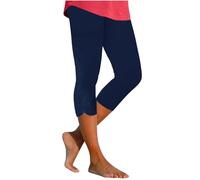 Générique Legging 3/4 Femmes - Yoga Opaque Doux Grande Taille Décontracté Taille Haute Casual Pantalon Slim Extensible Britannique Leggings d'entraînement Pantalon court d'été