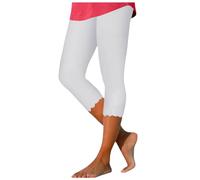 Générique Legging Court Femme 3/4 Longueur Leggings Plumi Cellulite Couleur Unie Printemps Respirant Collants Pantacourt décontracté de vélo pour