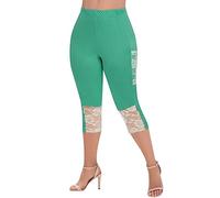Générique Legging Court Femme 3/4 Longueur Leggings Plumi Cellulite Couleur Unie Printemps Respirant Collants Course Pied pour Le Yoga Et Les Loisirs