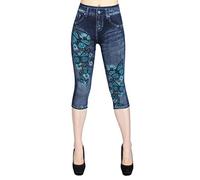 Générique Legging Cuir Sexy Zippé pour Femmes élastique Jean-Like Sept Pantalons à Taille Haute Short Running 2 en 1 (Dark Blue, XXL)