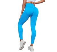 Générique Legging de Sport Femme Plumi 3D Anti Cellulite Leggings à Compression Pantalon de Yoga Taille Haute Minceur Sportswear Fitness Pants Push Up Jogging Vente Flash du Jour Et Soldes Bleu S