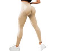 Générique Legging de Sport Femme Plumi 3D Anti Cellulite Leggings à Compression Pantalon de Yoga Taille Haute Minceur Sportswear Fitness Pants Push Up Jogging Sans Couture Mes Commandes Passées Kaki S