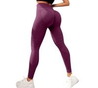Générique Legging de Sport Femme Plumi 3D Anti Cellulite Leggings à Compression Pantalon de Yoga Taille Haute Minceur Sportswear Fitness Pants Push Up Jogging Vente Flash du Jour Et Soldes Vin S