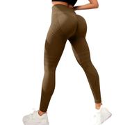 Générique Legging de Sport Femme Plumi 3D Anti Cellulite Leggings à Compression Pantalon de Yoga Taille Haute Minceur Sportswear Fitness Pants Push Up Jogging Vente Flash du Jour Et Soldes Café XL