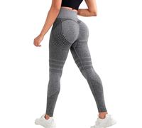 Générique Legging de Sport Femme Plumi 3D Anti Cellulite Leggings à Compression Pantalon de Yoga Taille Haute Minceur Sportswear Fitness Pants Push Up Amincissant Opaque Votre Compte Gris Clair XL