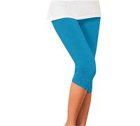Générique Legging de Yoga 3/4 pour Femme Pantacourt Push Up Compression Leggings Couleur Unie Printemps Doux et Confortable d'entraînement vélo