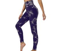 Générique Legging Femme Sport - Legging Thermique Femme Cravate de Levage de Hanche de pêche serrée pour Femmes Teint Taille Haute sans Couture Cravate Teinture Yoga Fitness Pantalon (Purple S)