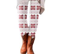 Générique Legging Noel Femme Leggings Vêtement Jeggings De Noël Neige Fleur Élastique Mode Élégant Pantalon Imprimé Anti Cellulite Hiver Amincissant pour Motif Lutin D-Blanc XXL