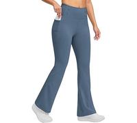 Générique Legging Polaire Femme Chaud Hiver Thermique Legging Anti Cellulite Jegging Taille Haute Doublé Polaire Doux Bootcut de Yoga et Pilates Fluide Évasé pour Exercice Pantalon Bleu Brume XL