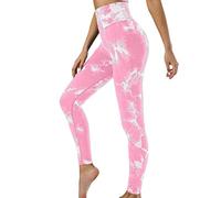 Générique Legging Yoga - Leggings Femme Taille Haute Cravate de Levage de Hanche de pêche serrée pour Femmes Teint Taille Haute sans Couture Cravate Teinture Yoga Fitness Pantalon (S)