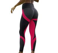 Générique Leggings Anti-Cellulite Femme Leggings Femme Chaud Anti-Cellulite Respirant sans Couture Collants Sculptant Taille Haute Push-Up Pantalon Amincissant Legging 3D Anti Cellulite Rouge L