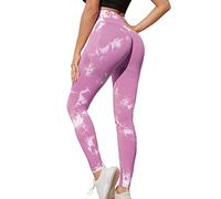 Générique Leggings de Yoga Soyeux Cravate de Levage Hanche pêche serrée pour Femmes Teint Taille Haute sans Couture Cravate Teinture Yoga Fitness Pantalon