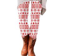 Générique Leggings Noel Femme - Hiver Leggings 2024 Collants de Vacances Extensibles Contrôle du Ventre Legging Noir Femme Motif Lunettes de Vin Rouge pour soirée Cosplay décontractée