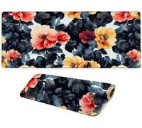 Générique Lejnlnng Fleur Tapis de Souris Gaming XXL 120x60cm -JL3214 | Blanc Non-Slip and Waterproof Desk Mat pour la Précision et Coutures sur Les Bords pour Gamer, Personnel de Bureau