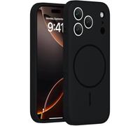 Générique Lens Flat Liquid Silicone Magnetic Phone Case for iPhone 14/15/16/17Promax, Silicone Magnetic Mobile Phone Cases (White,17Pro) (for iPhone16Plus,Black)