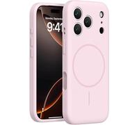 Générique Lens Flat Liquid Silicone Magnetic Phone Case for iPhone 14/15/16/17Promax, Silicone Magnetic Mobile Phone Cases (White,17Pro) (for iPhone14Pro,Pink)