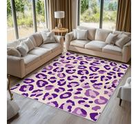 Générique Léopard Tapis Chambre Cuisine Bureau 100x150cm, Antidérapant Tapis Imprimé Guépard Violet Poil Ras Doux Lavable en Machine pour Decoration Maison X-N7