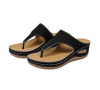 Générique les tropeziennes sandales,Women's Everyday Retro Comfortable And Versatile Thong Sandals Compensées Taille 8(Black,37)