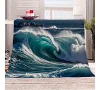 Générique Les Vagues Roulent,Le Bleu Est Clair Manta de franela 3D Suave - Cubre Sofá/Cama 150x200 cm,La Magnificence De L'océan Estampado 3D Ultrarealista,Polar Caliente,Lavable,Hogar/Dormitorio