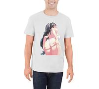Générique Lewd Thicc Anime Babe Hentai Girl Butt T-Shirt en Coton à col Rond pour Hommes Blanc Large