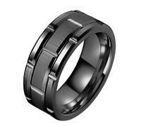Générique Liant Anneau Bagues Men Wedding Brick Pattern Rhodium Plated Size Bagues Menottes Anneaux (Black, C)