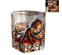 Générique Libérez le verre Kraken, verre de vin de whisky de légende de la mer Pirate-Bar, verres de décoration à thème de la mer, cadeau pour les hommes papa mari (1pcs)