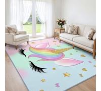Générique Licorne Étoile Tapis Salon 60x90 cm | Lavable en Machine AntidéRapant Poil Ras Onirique Conte De Fées Style Dessin Animé Tapis, pour Chambre Salle a Manger