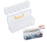 Générique Lid 6-Grid Clear Storage Box | Small Parts Organizer With Handle | Home Small Parts Organizer Case For Jewelry Makeup Home Office Dorm Bathroom Garage Tools Tackle