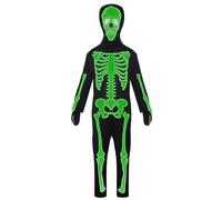Générique Light-Up Skeleton Jumpsuit With Gloves & Head Cover | Cosplay Bodysuit For & Children | Kids Skeleton Costume | Perfect For School, Masquerade, Party, Or Holiday Events