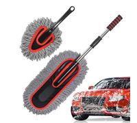 Générique Lightweight Car Brush, Soft Fiber Mop, 35.43 inches Auto Duster Extendable Handle, Scratch Detailing Mop Tool for Exterior and Interior Cleaning Use, Dashboards, Seats