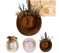 Générique Lightweight Cowboy Wall Planter,3D Vase Wall Mounted Planter,Art Flower Planters Hat Boot Decor Sculptures,Unique Hat Planters for Indoor Outdoor Garden,Patio,Home Decor (Brown)