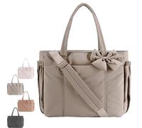 Générique Lightweight Crush Bow Tote Bag for Women, Crush Bow Tote Bag, Suitable for Women's for Work, Travel, Beach, Shopping (Tan)