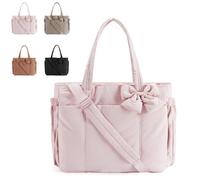 Générique Lightweight Crush Bow Tote Bag for Women, Crush Bow Tote Bag with Bow, Suitable for Women's Daily Commuting, Shopping, Travel (Pink)