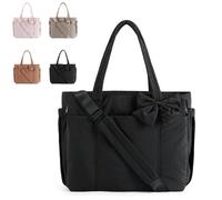 Générique Lightweight Crush Bow Tote Bag for Women, Crush Bow Tote Bag with Bow, Suitable for Women's Daily Commuting, Shopping, Travel (Black)