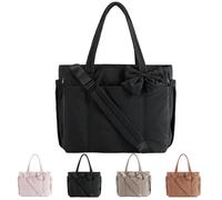 Générique Lightweight Crush Bow Tote Bag for Women, Stylish Handbag, Crush Bow Tote Bag for Daily Commuting, Shopping, Travel (Black)