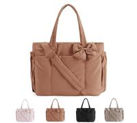 Générique Lightweight Crush Bow Tote Bag For Women, Stylish Handbag for Women's Daily Work, Travel, Shopping (Brown)