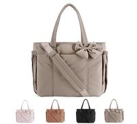 Générique Lightweight Crush Bow Tote Bag For Women, Stylish Handbag for Women's Daily Work, Travel, Shopping (Dark brown)