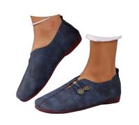 Générique Lightweight Orthopedic Loafers for Women 2025 New Soft Synthetic Leather Flat Shoes Summer Lightweight Sneakers (Navy,36)