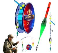 Générique Ligne Pêche, Flotteur Peche Automatique, Kit de Peche, Kit de Pêche au Flotteur Portable, Pêche pré-enroulé de 100 m, LED Bouée Lumineuse, Ligne de Peche pour Hommes Pêcheurs (1set)