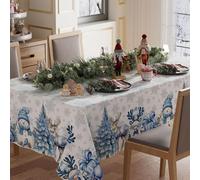 Générique Likewised Christmas Tablecloth, Red Snowman Deer Tree Festive Design, Washable Table Cover for Holiday Dining, Party, Home Decor (B,Rectangle 60x86inch)