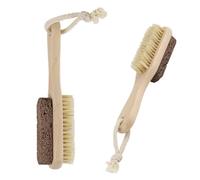 Générique Lime à Pieds Double Face en Pierre et Bois Brosse en Poils de Sanglier, 2pcs pour Exfoliation et Élimination des Callosités et Peau Dure