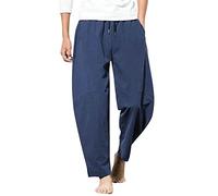 Générique Lin Pantalon 3/6 Taille Mode décontractée pour Hommes Loose Link Couleur Pocket Comfort Long Pant