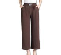Générique Linebalm Pants, Pulisa Womens Pants, High Rise Pull-on Stretch Pant, Breathable for Senior Women (Brown,4XL)